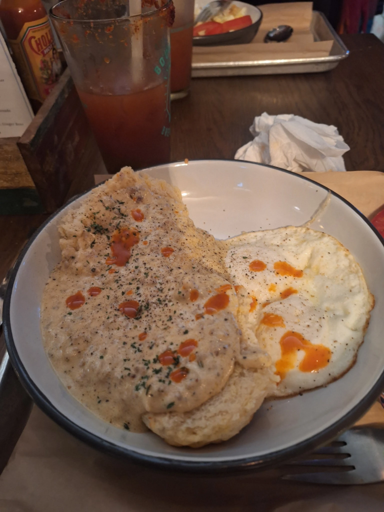 Hellbender Bed and Beverage Biscuits and Gravy